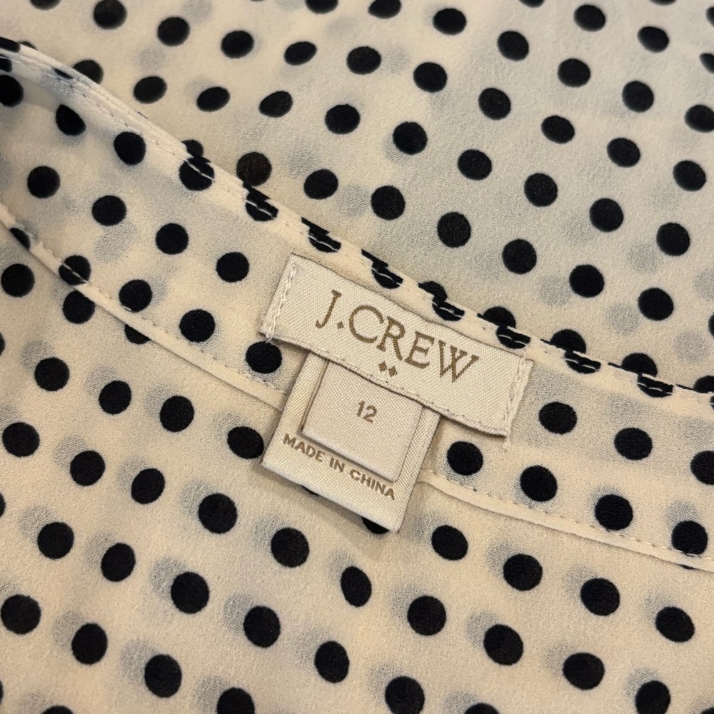 J.Crew Cream and Black Polka Dot Sleeveless Blouse Size 12 - Picture 6 of 9